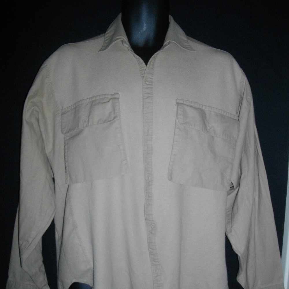 Pierre Cardin Men M Casual Long Sleeve Beige Shirt